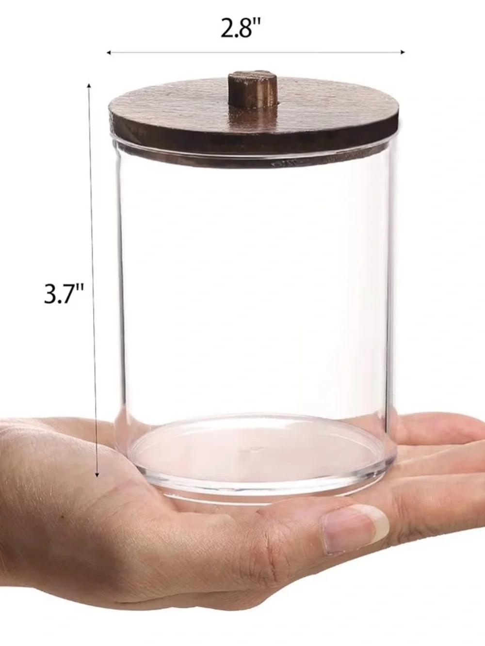 Set of 3 Tbestmax Clear Bathroom Canisters / Q-Tip Holders with Dark Wood Lids